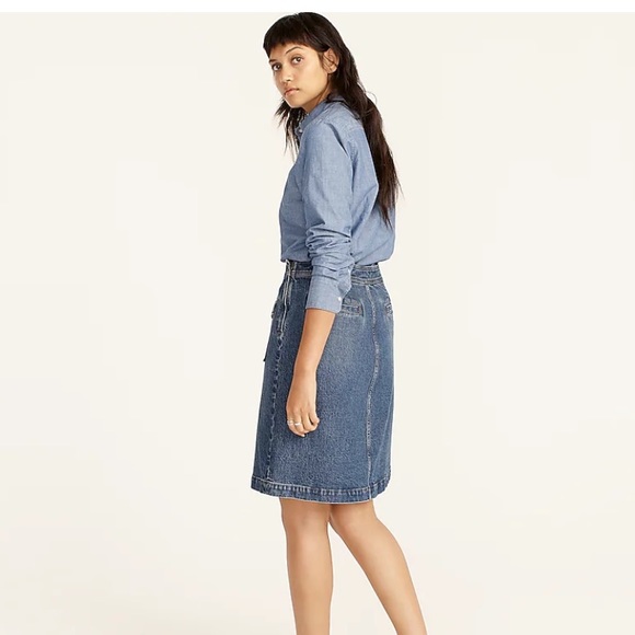 JCrew Jean Skirt with front patch pockets.  Size 6. NWT. - Picture 2 of 10